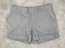Maison Jules Size 10 Gray White Striped Seersucker Maddie Everyday Short New