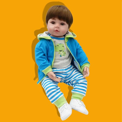 24"beautiful Simulation Baby Girl Play House Toy Reborn Baby Doll In Frog Dress - Picture 9 of 11