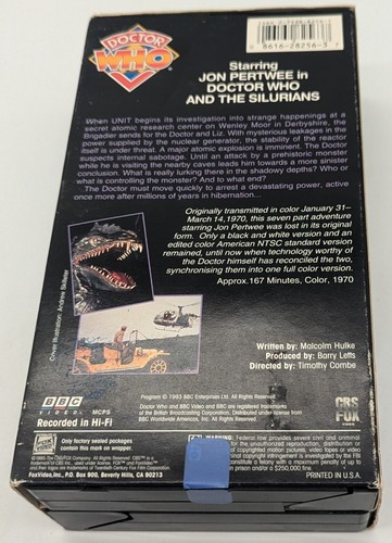 Doctor Who Third Doctor Jon Pertwee Doctor Who & The Silurians BBC Fox Video VHS - Picture 2 of 5