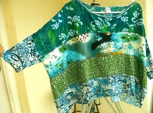 BILA-M-L-XL-GREEN-BLUE-FLORAL-INDIA-DRAPED-OVERSIZE-BOHO-GEO-HIPPY-BLOUSE-WOMEN