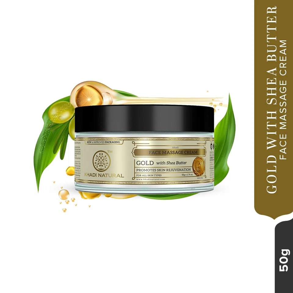 Khadi Gold Herbal Facial Massage Cream with Shea Butter 50 gm - Image 3 of 3