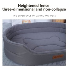 Ultra Comfortable Pet Dog Cat Bed Waterproof Lining  Non-Skid Bottom, Grey