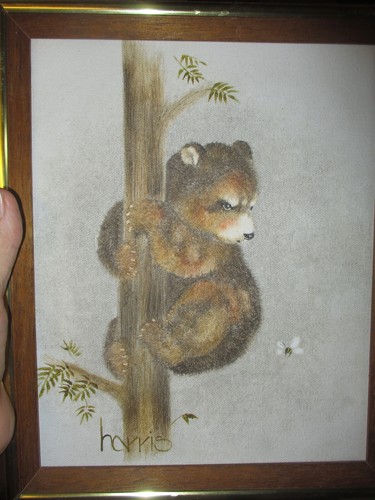 Original Harris Bear Painting Backing Down OOC 1980 - Picture 3 of 3