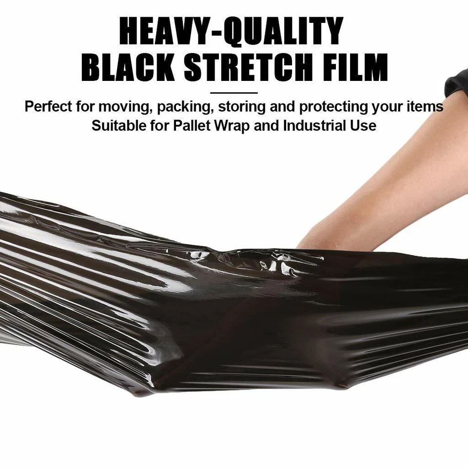 12 Rolls 5" x 1000FT 80 Gauge BLACK Stretch Shrink Film Hand Wrap With Handle - Image 2 of 4