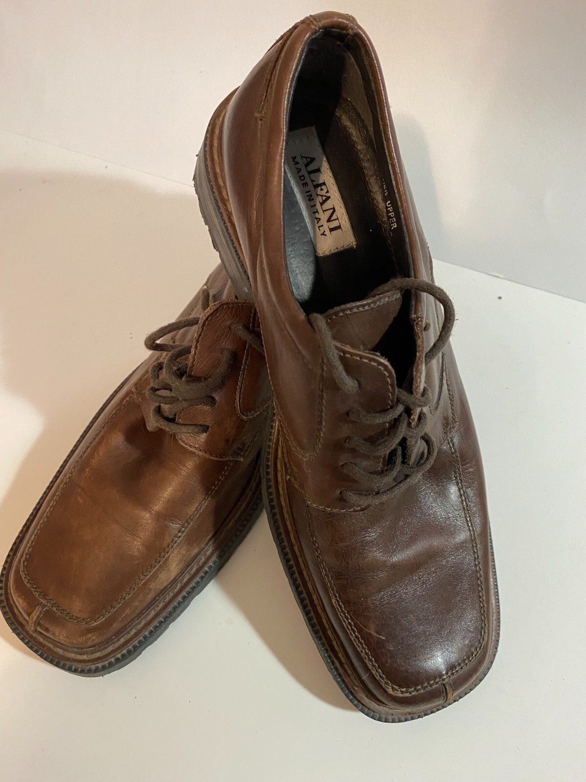 SAOLA Alfani Made in Italy Uomo Taglia 10 Pelle Marrone Suola Uomo Made