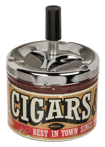 Drehaschenbecher Windaschenbecher Druckaschenbecher Vintage Metall »Tobacco« - Bild 2 von 5