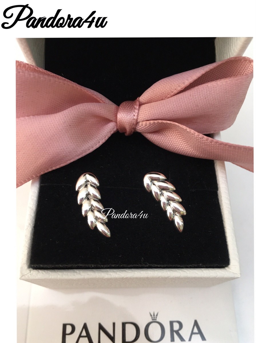 Pandora Earrings Wheat Grain Curved New Tags Gift Box