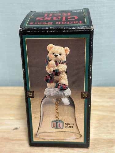 Vintage Tartan Bären Glas Weihnachtsglocke 1998 von Morehead Inc. Noel - Bild 3 von 9