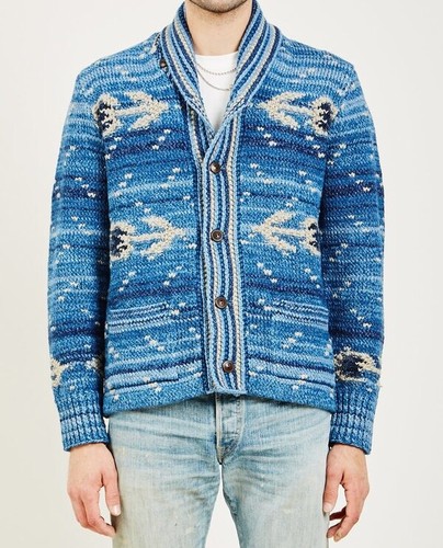 Rare RRL Ralph Lauren Indigo Blue Shawl 