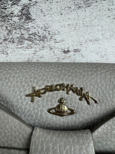 VINTAGE VIVIENNE WESTWOOD X ANGLOMANIA GREY LEATHER LUXURY RIBBON SHOULDER BAG - Picture 6 of 14