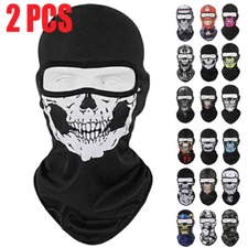 2 Pack Windproof Balaclava Ghost Printed Tactical Skull Full Face Mask Sun Hood