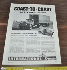 1946 International Truck Ad Denver-Chicago Trucking Company Coast-to-Coast