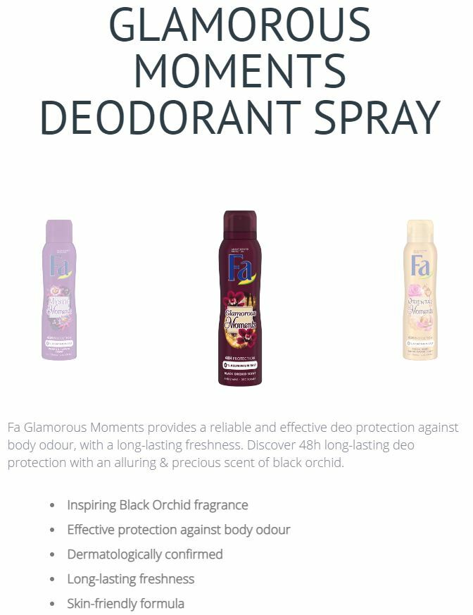 2 CANS Fa GLAMOROUS MOMENTS 48HR Deodorant 150mL Ea. Made in Germany eBay