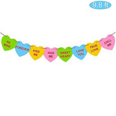 Felt Heart Garland Banner Valentines Day Banner Decor With Candy