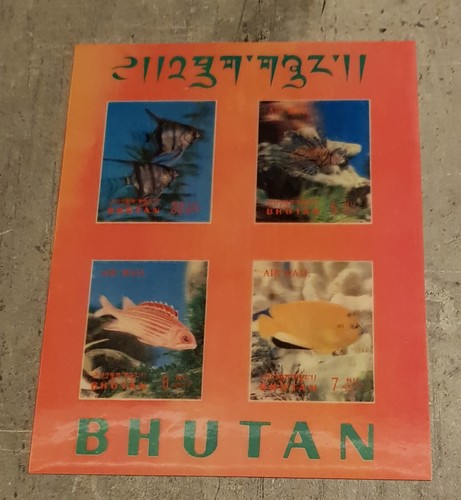 BHUTAN FISHES 3D MINIATURE SHEET