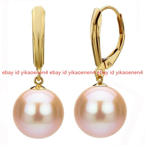 Women's 8/10/12/14/16mm Shell Pearl Dangle Leverback Earrings(Not real pearls) - Picture 9 of 24