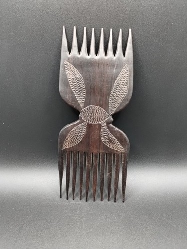 Handmade African Wooden Double-ended Hair Comb - Picture 2 of 3