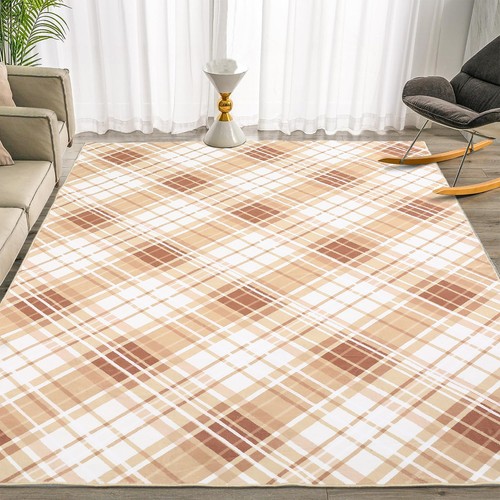 Modern Plaid 6 x 9 Large Area Rugs for Living Room Bedroom Non-Slip Throw Rugs - Picture 12 of 37