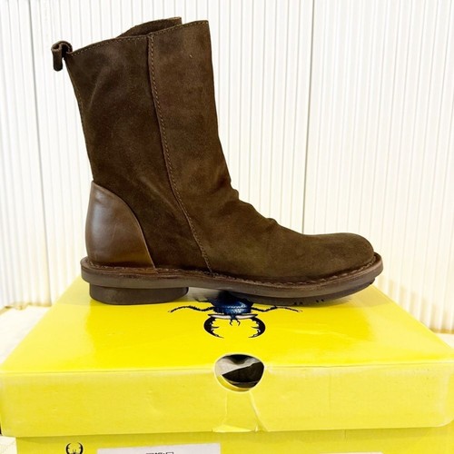 NEW Fly London Fade Leather Zip Olive Suede Combo Boots size 36 In Box - Picture 9 of 14