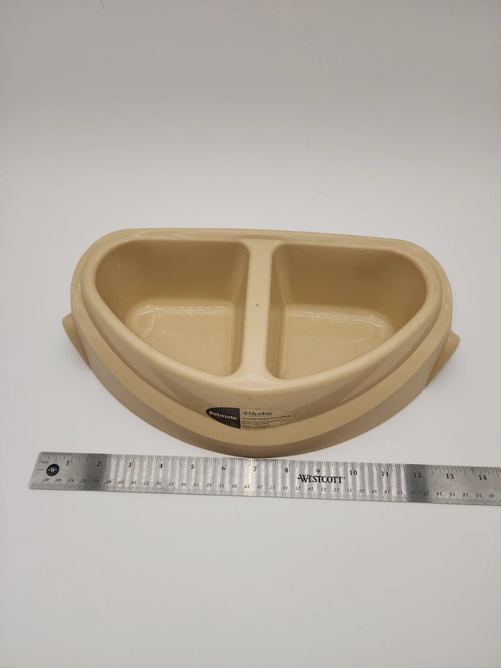 Nuevo Petmate Microban Doble Comedor Perro Cuenco Alimentador Plato Beige Ultra Pesado Foto 2 de 4
