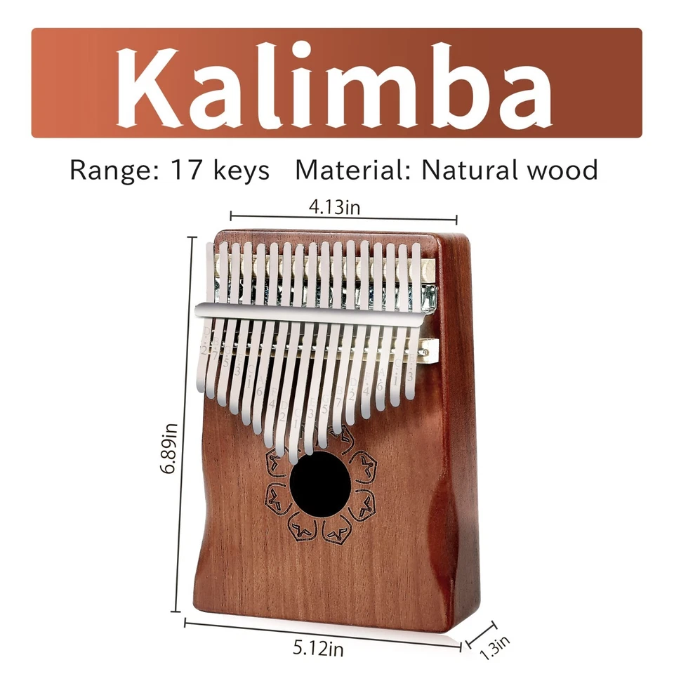 Kalimba Thumb Piano Portable 17 Keys Mbira Finger Piano for Kid Adult Beginner - Photo 3/4