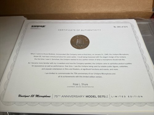 SHURE 5575LE 75th Anniversary Limited Microphone Skeleton Mic New Opened Box - Picture 9 of 24