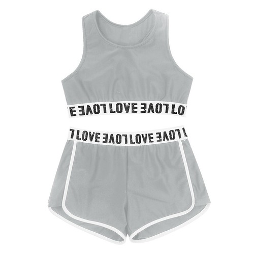 Kids Girls 2 Pieces Dance Sports Crop Top Shorts Set Summer Athletic Tracksuit - Bild 38 von 54