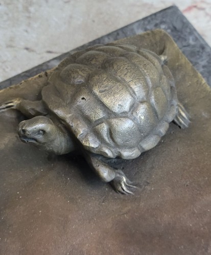 Handcrafted Signed Aldo Vitaleh Little Girl Playing With Turtle Bronze Artwork - Picture 7 of 10