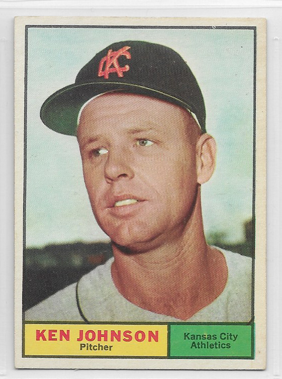 1961 Topps #24 KEN JOHNSON Kansas City Athletics EX-EXMINT **free shipping**