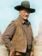Men's Cowboy Vest John Wayne Style | Real or Faux Distressed Leather Western