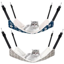 2 Pieces Reversible Cat Hanging Hammock Soft Breathable Pet Cage Hammock with...