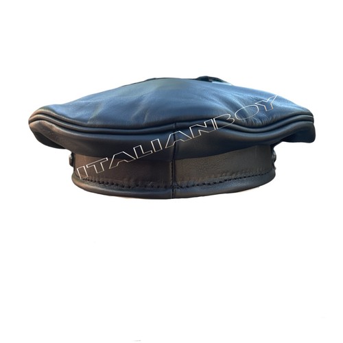 Biker, Army, Muir, Peaked, Polizei Gay Cap Full schwarz mit Kette + Riemen - Bild 4 von 5