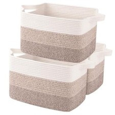 Storage Basket, Woven Baskets for Storage, Cotton Rope 3 Pcs Gradient Yellow