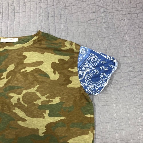 We The Free People T Shirt Women Small Green Clarity Army Camo Combo Bandana Tee - Picture 13 of 24