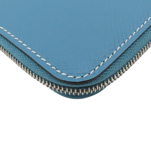 HERMES Azap Silk'In Compact Wallet Calfskin Blue B Stamp Silver Metal - Picture 10 of 13