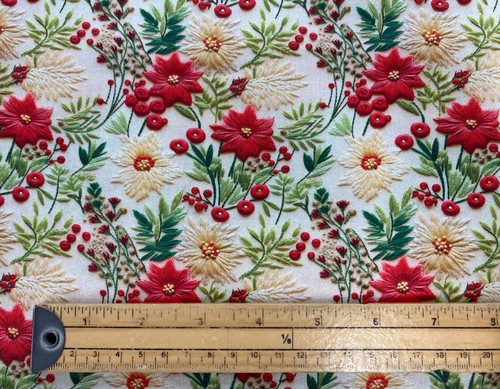 Floral Cotton Embroidery Effect Whimsical Garden Flowers Dressmaking Material - Picture 42 of 55