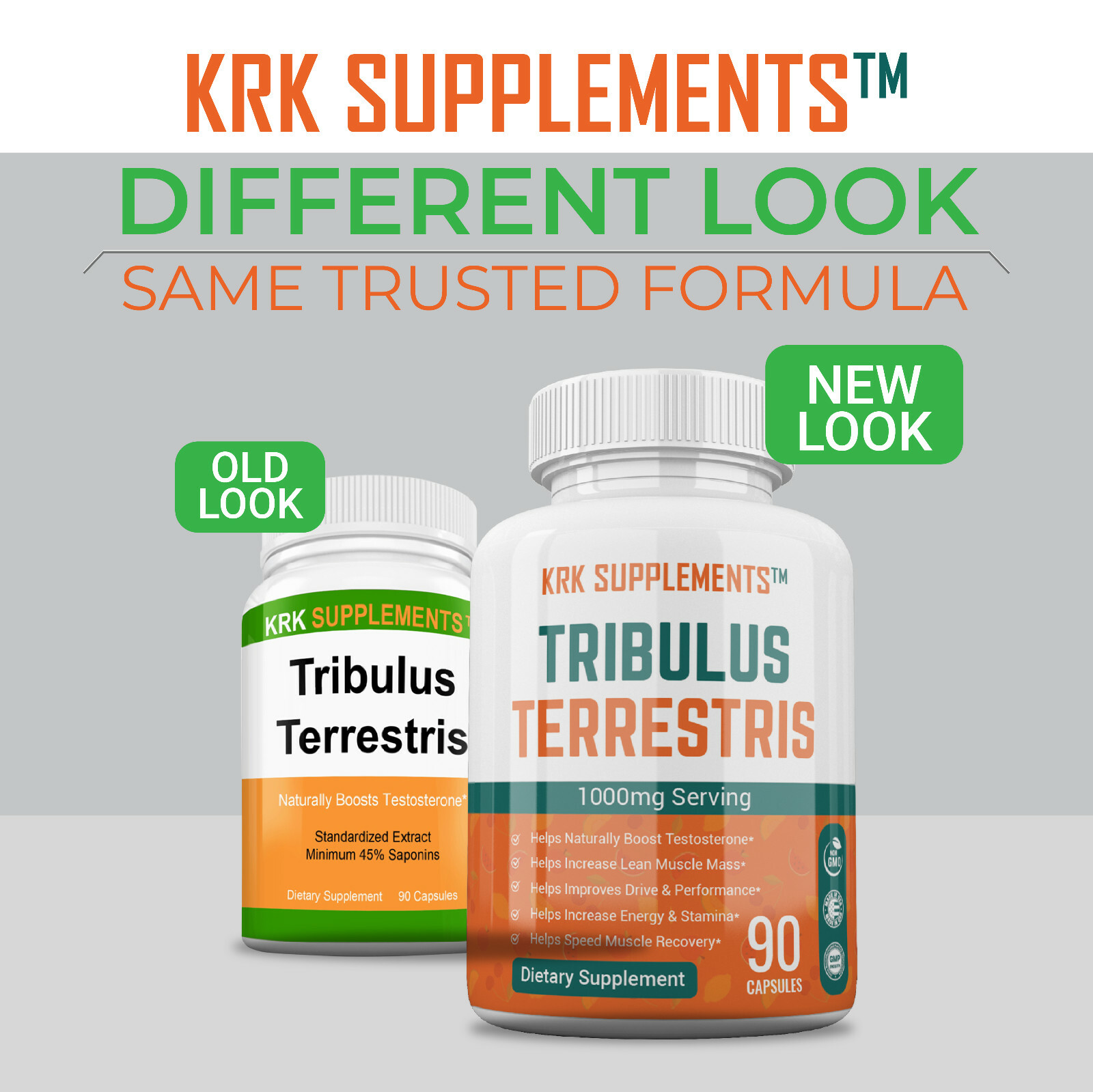 1 Bottle Tribulus Terrestris 1000mg per serving 90 Capsules KRK Supplements