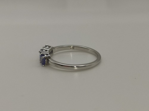 Trinity Tanzanite & White Zircon Ring Platinum Overlay Sterling Silver Size O - Picture 7 of 10