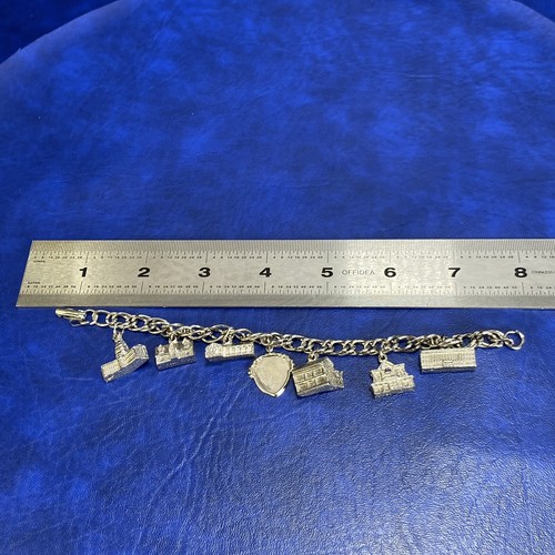 Vintage Tourist silberfarbenes 7 Bettelarmband Kapitol Gebäude & Wahrzeichen Strukturen - Bild 11 von 15