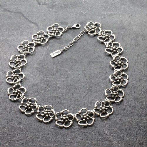 Kette Blumen Natur Hippie Bohemian Mittelalter Metall Silber Schmuck C91 - Picture 9 of 13