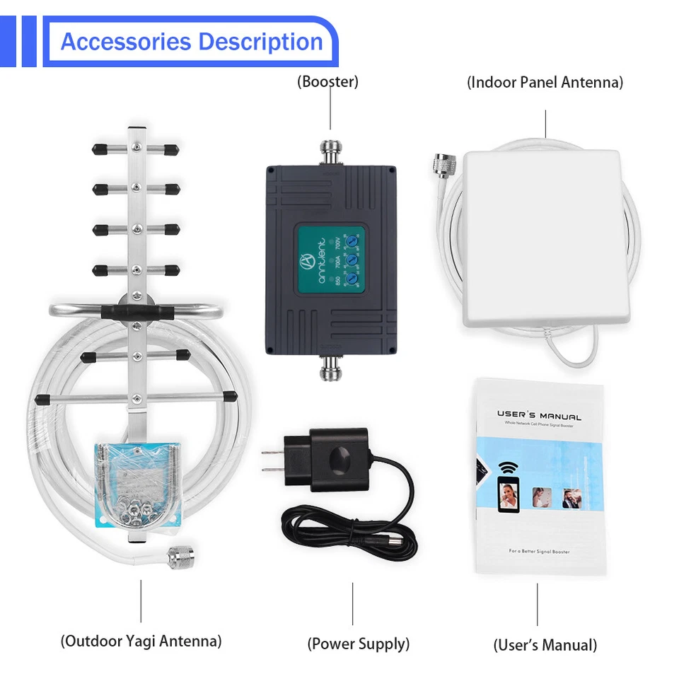 5G 4G LTE AT&T Verizon 700/850MHz Cell Phone Signal Booster Kit Band 12/13/17/5 - Image 2 of 4