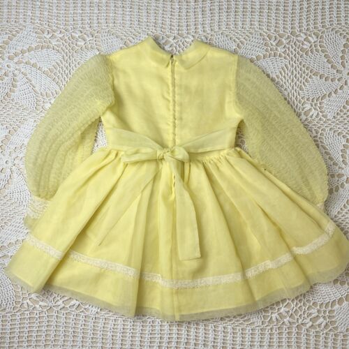 Vintage 1970s Claire Brooke Originals Girls 6 Yellow Sheer Party Dress Easter - Picture 3 of 8