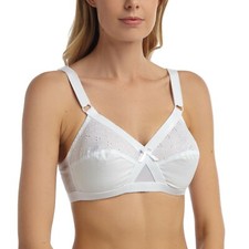 WOMEN LADIES EMBROIDERED BRA COMFORTABLE NON PADDED SOFT CUP NO UNDERWIRE 34-44