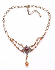 AMBER BEAD AND RUBY GEM TUDOR STYLE 