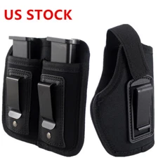Concealed Carry IWB OWB Gun Holster with   Double Magazine Pouch for 9mm .40 .45