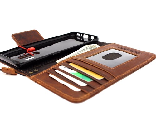 Genuine Tan Leather Case for Samsung Galaxy S9 Plus Magnetic Card Slots Holder 9 - Picture 7 of 7