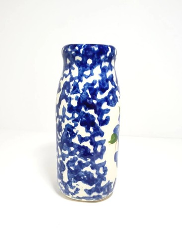 Alpine Pottery Art Pottery Cobalt Blue Floral Blumen Milchflasche Dekor Vase OH - Bild 4 von 9