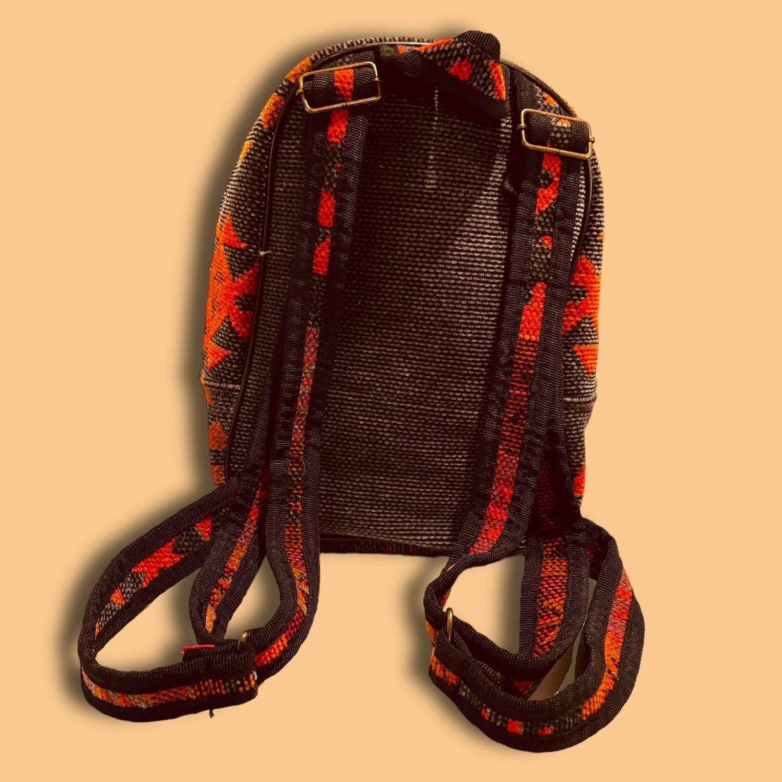 Hand Knit Wool Aztec Pattern Backpack. - image 7