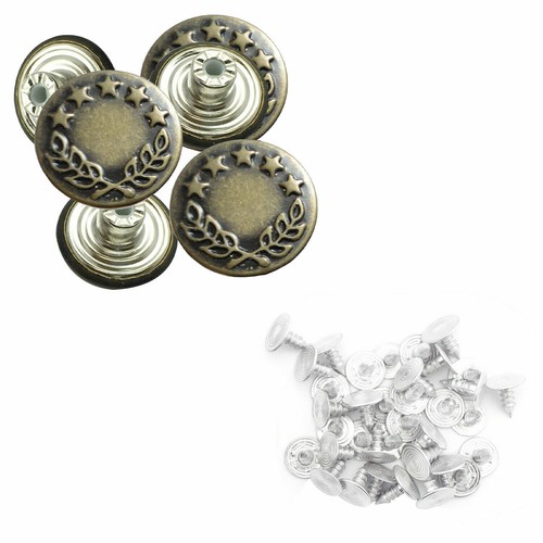 17mm No Sew Hammer Jean Button Antique Design With Pins for Denim 8pcs to 100pcs - Picture 15 of 64
