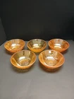 Set Of 5 Jeanette Carnival Glass Marigold Iris Iridescent Small Glass Bowls